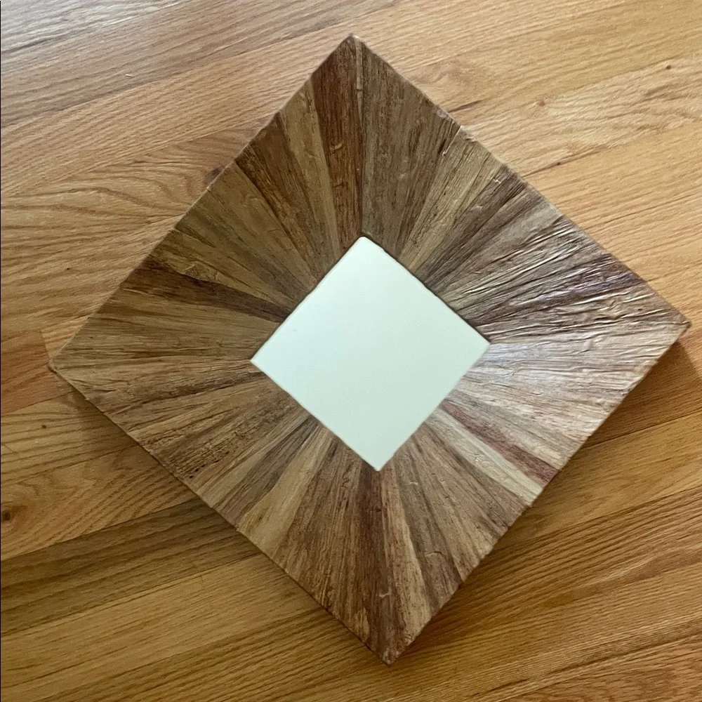 Boho chic Faux Wood Sunburst Wall Mirror solid, unique, gorgeous